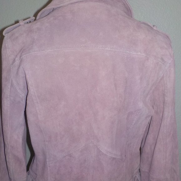 BLANK NYC MS SIZE LARGE LILAC 100% LEATHER SUEDE MOTO JACKET - Picture 7 of 10